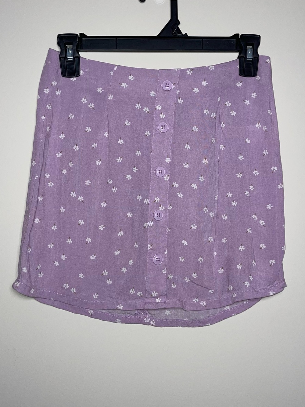 Aeropostale M Light Purple Daisy Pattern Button Front Mini Skirt Boho Coquette